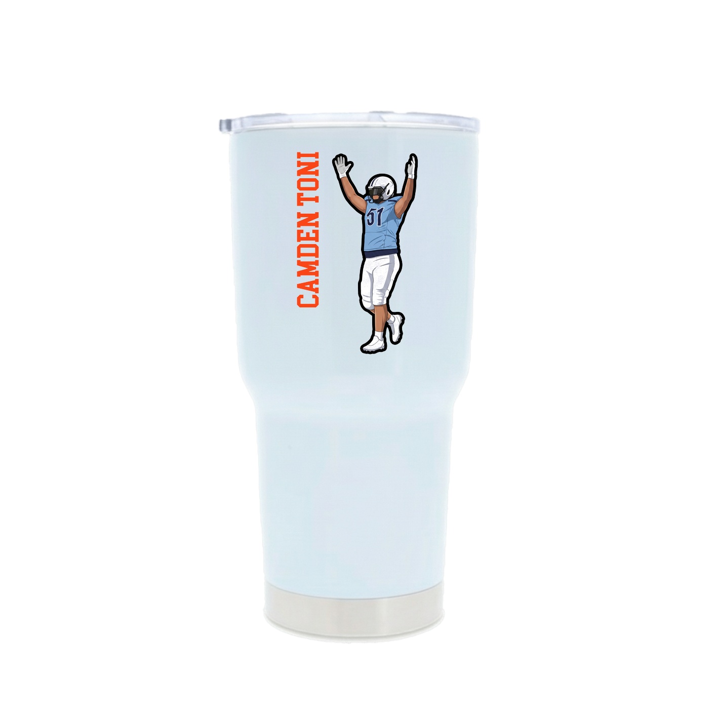 30oz Stainless Steel Tumbler — Name Vertical in White