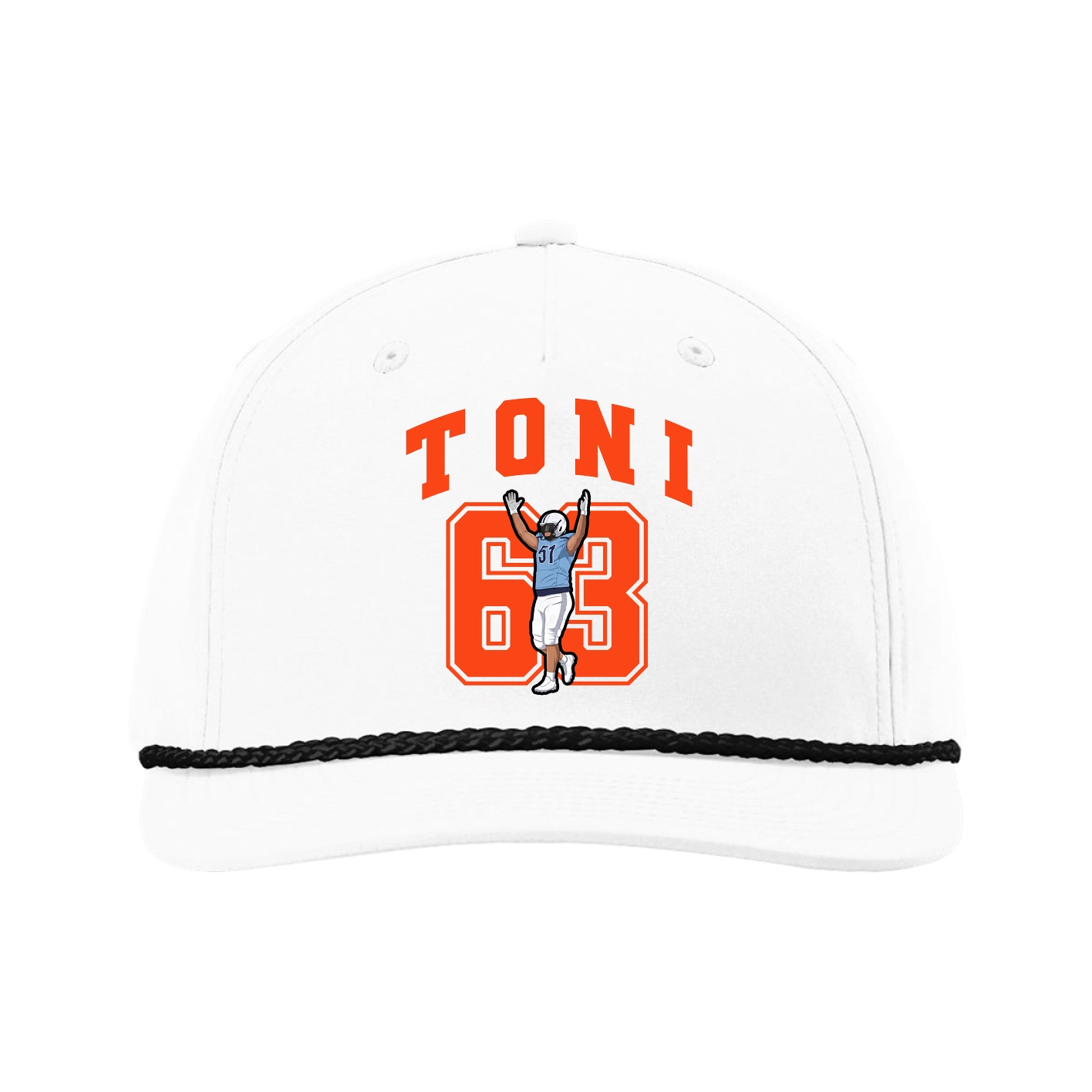 Five-Panel Classic Rope Cap — Number in White