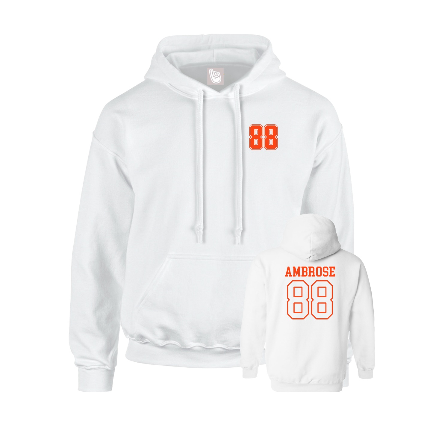 Youth Hoodie — Chest Back in White
