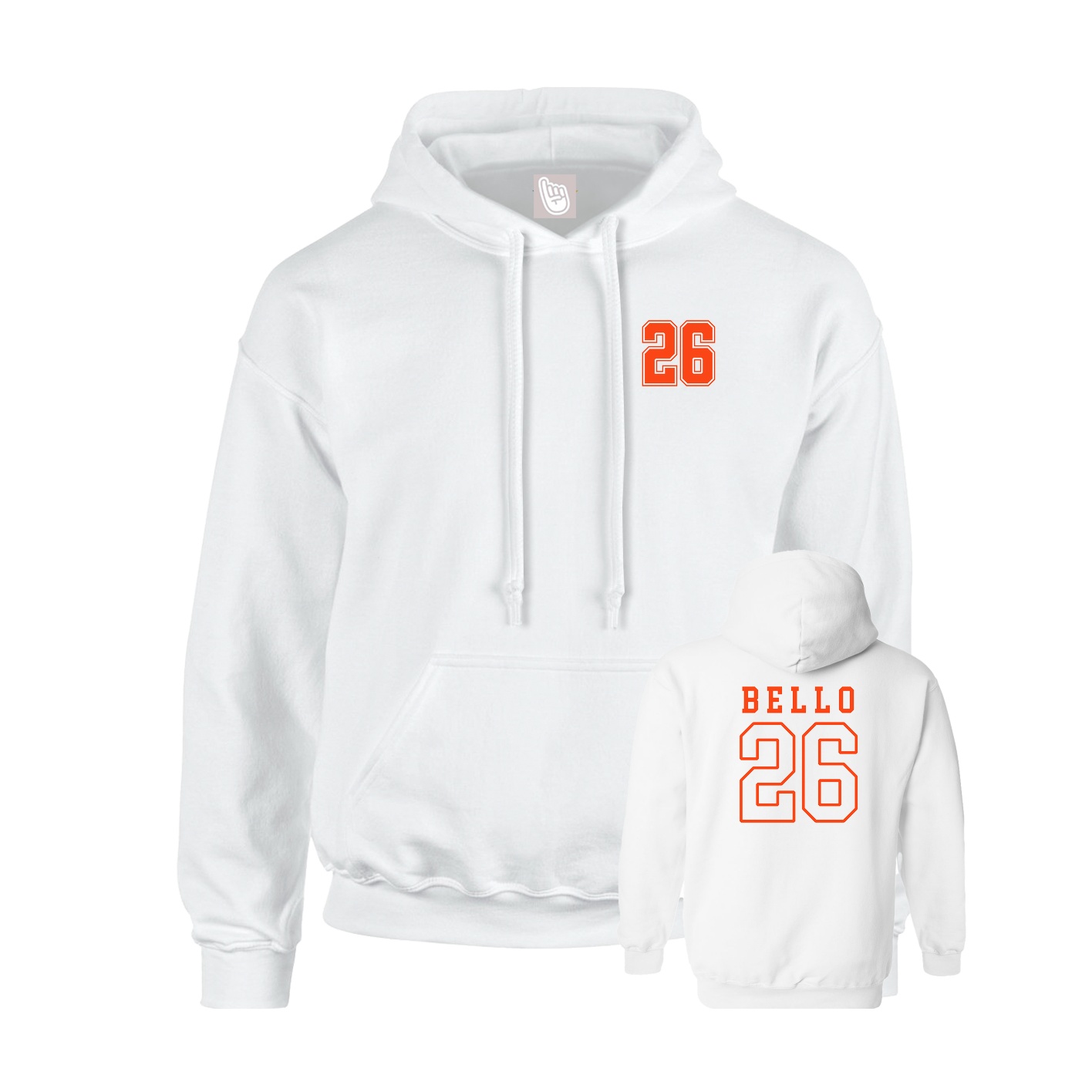 Youth Hoodie — Chest Back in White