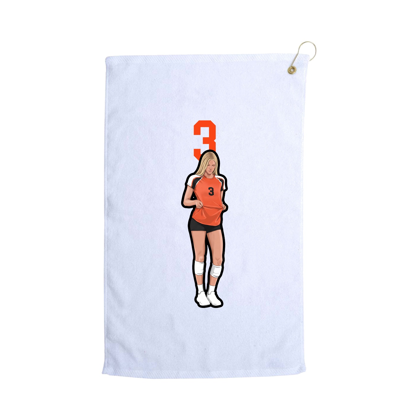 Golf Towel — Number Top in White