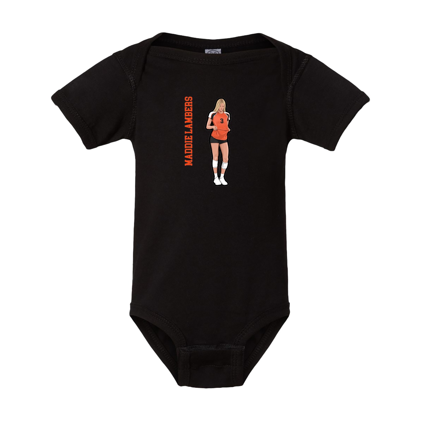 Baby Onesie — Name Vertical in Black