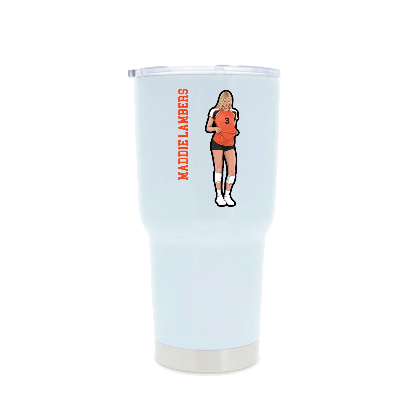 30oz Stainless Steel Tumbler — Name Vertical in White