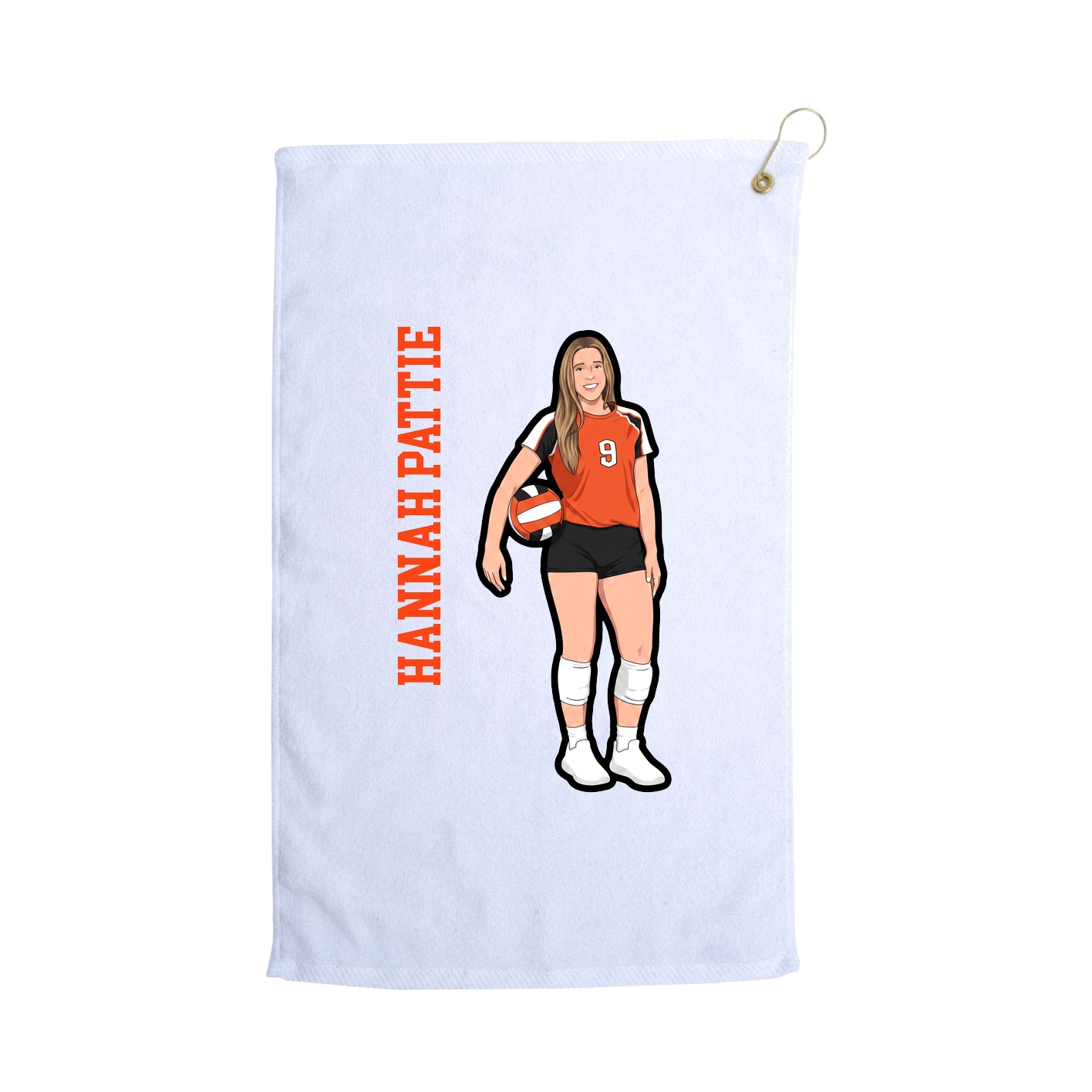 Golf Towel — Name Vertical in White