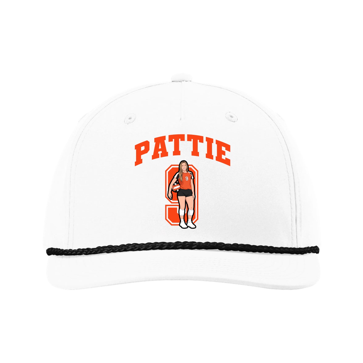Five-Panel Classic Rope Cap — Number in White