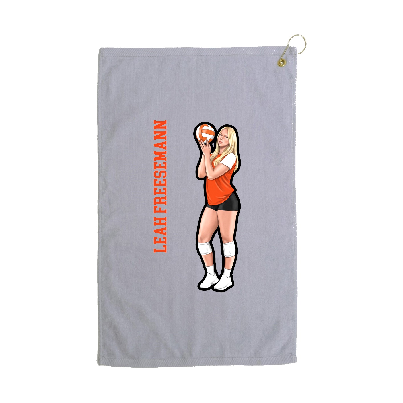 Golf Towel — Name Vertical in Grey