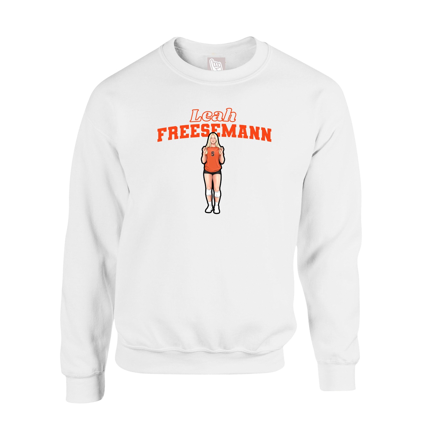 Fleece Crew — Name Arch in White