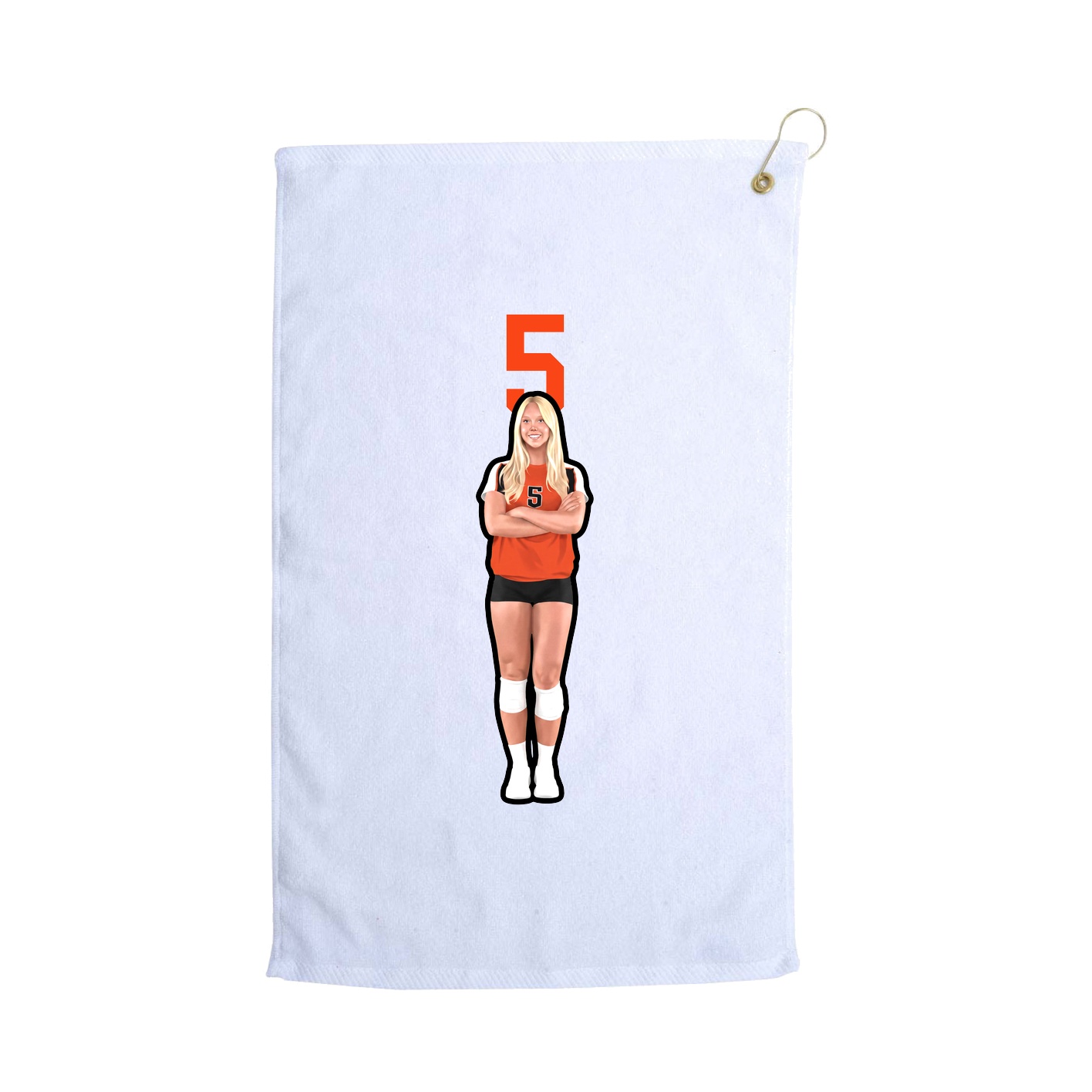 Golf Towel — Number Top in White