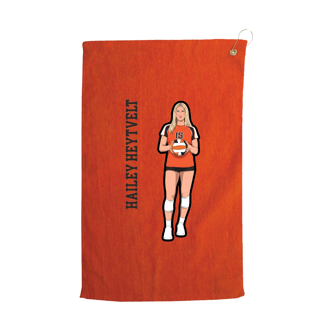 Golf Towel — Name Vertical in Orange