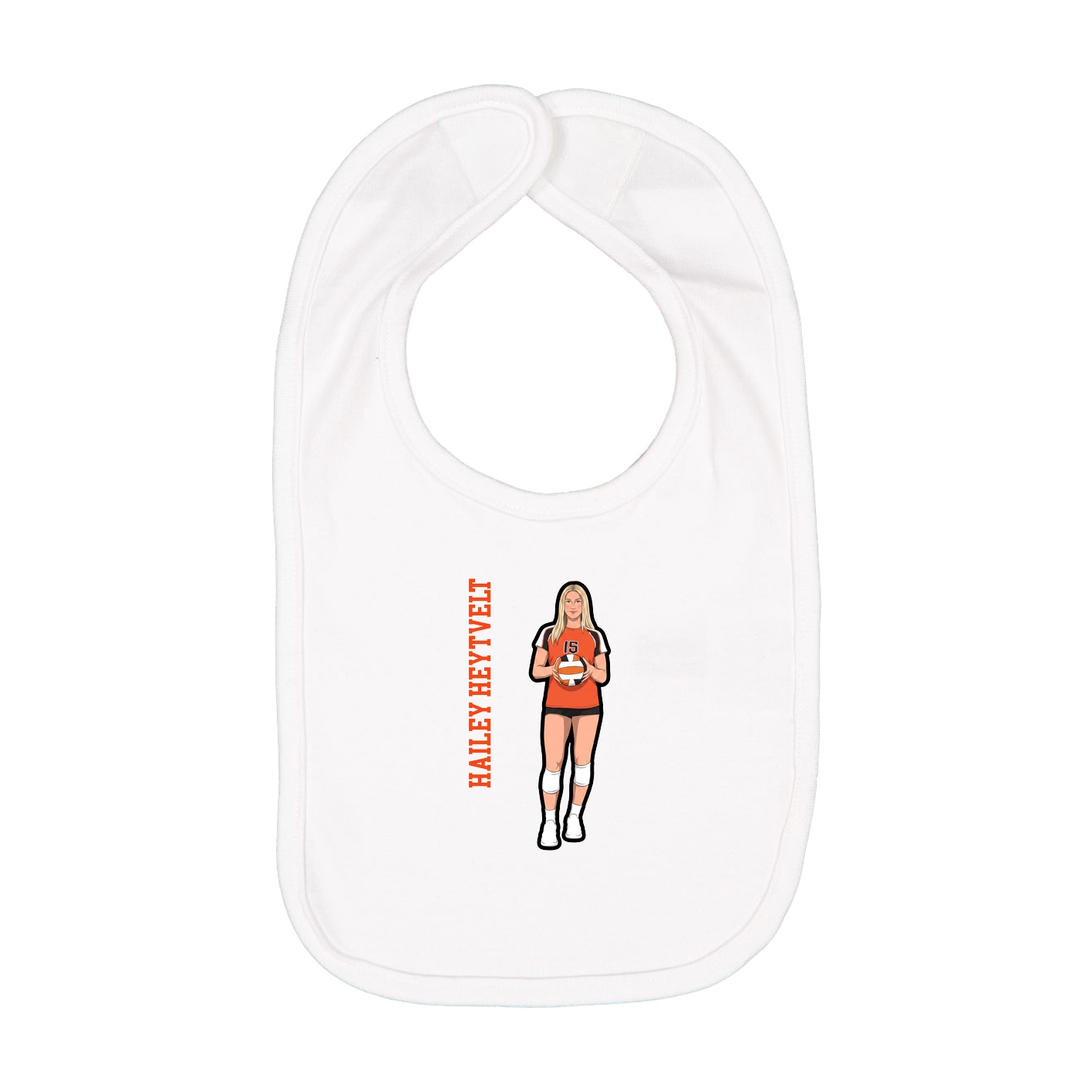 Infant Bib — Name Vertical in White