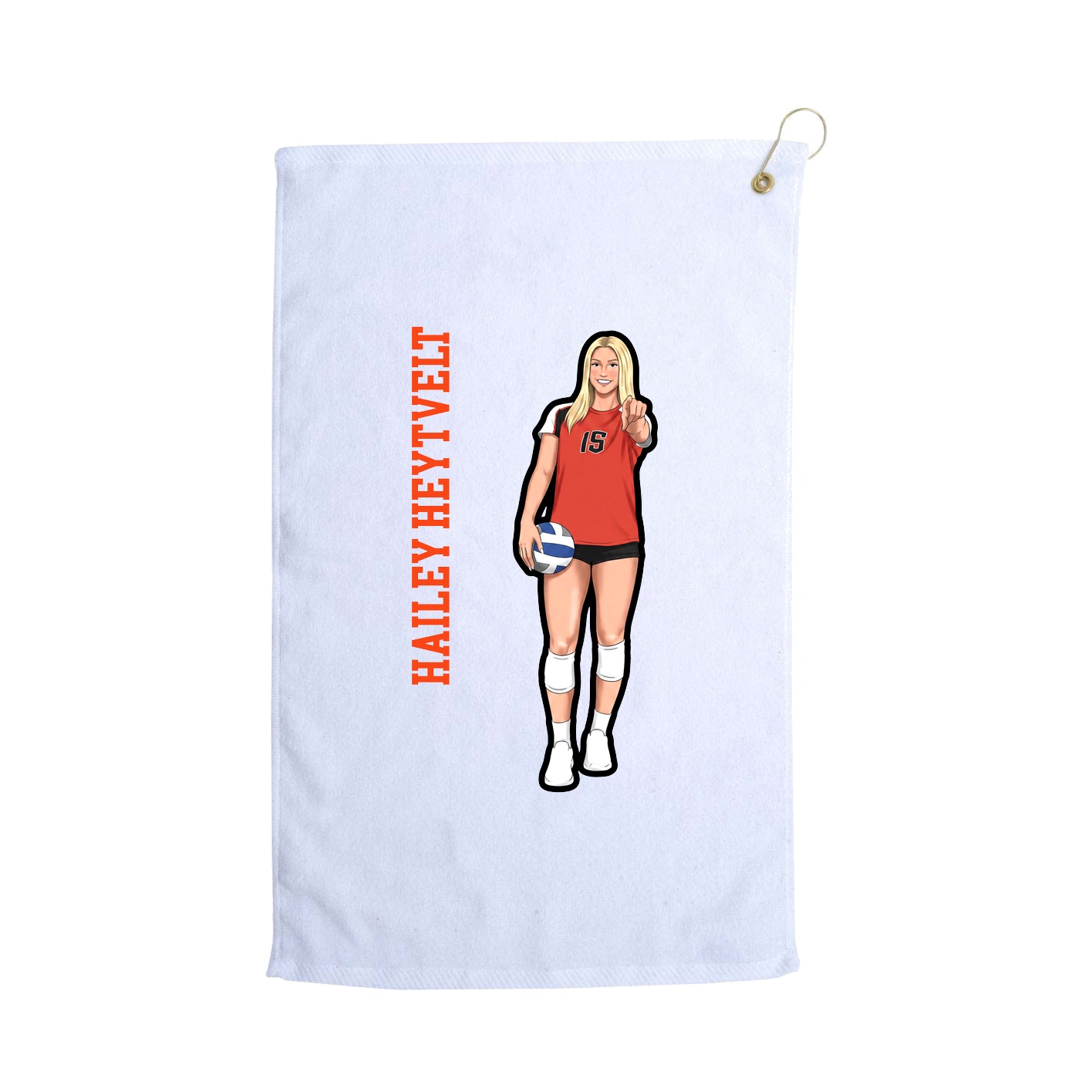Golf Towel — Name Vertical in White