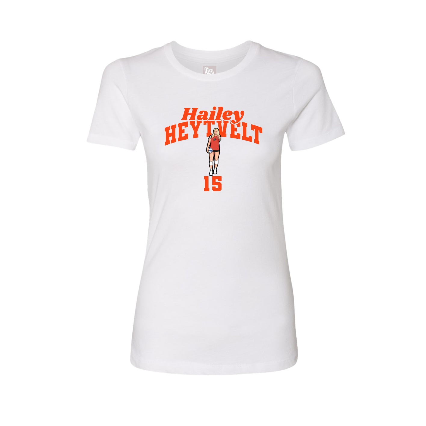 Fitted Women's Tee — Signature Arch in White