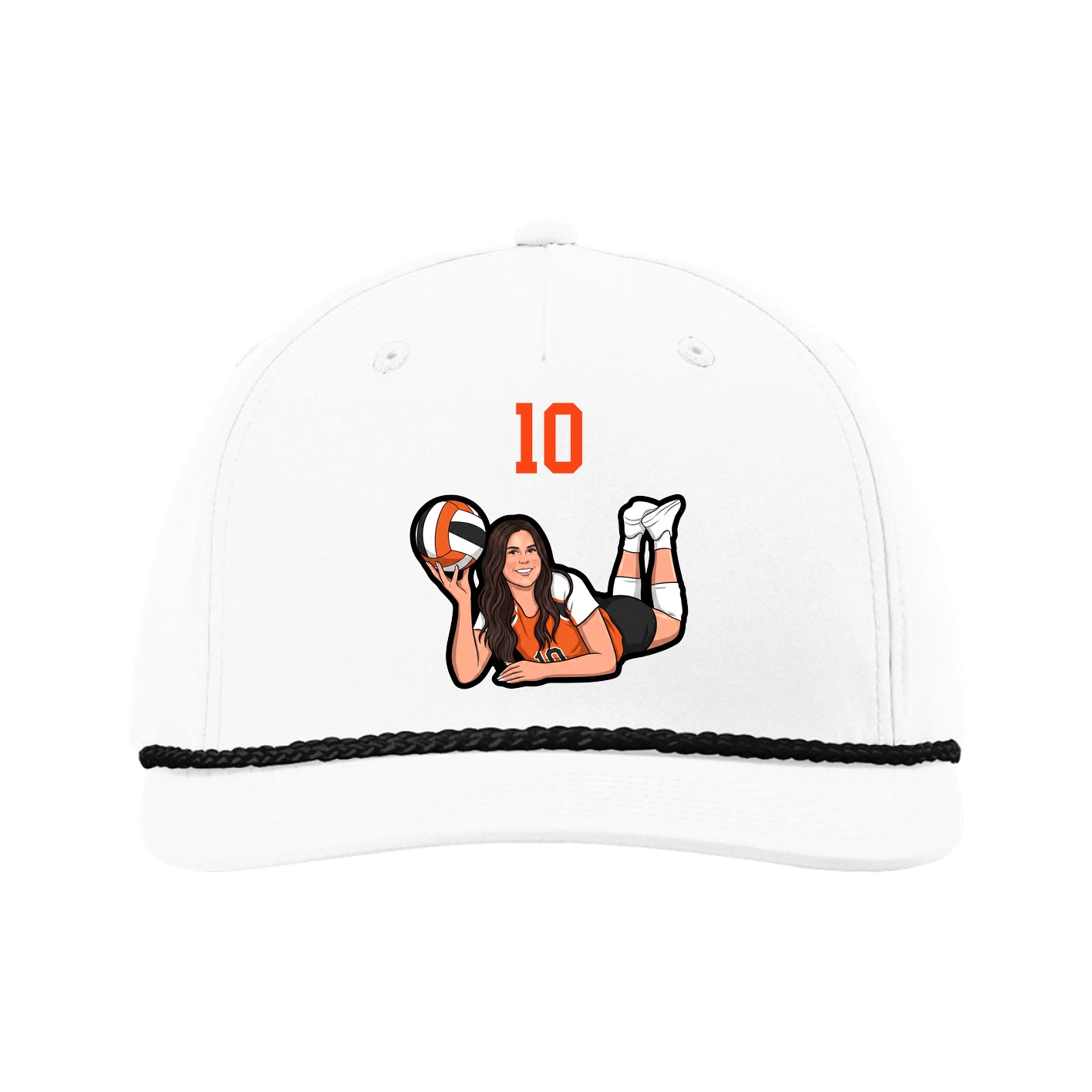 Five-Panel Classic Rope Cap — Number Top in White