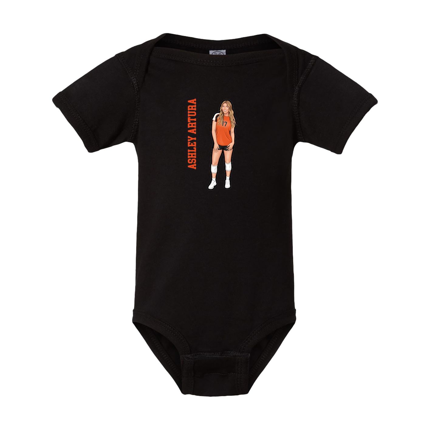 Baby Onesie — Name Vertical in Black