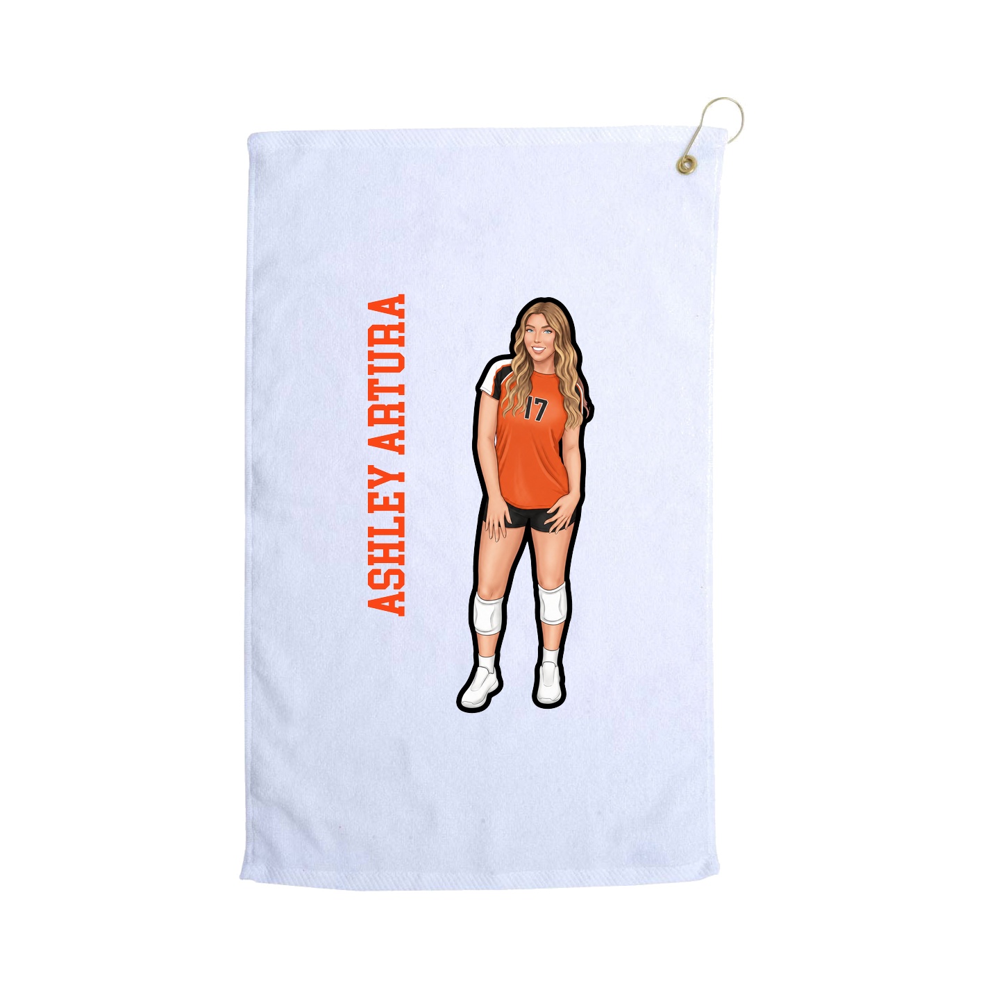 Golf Towel — Name Vertical in White
