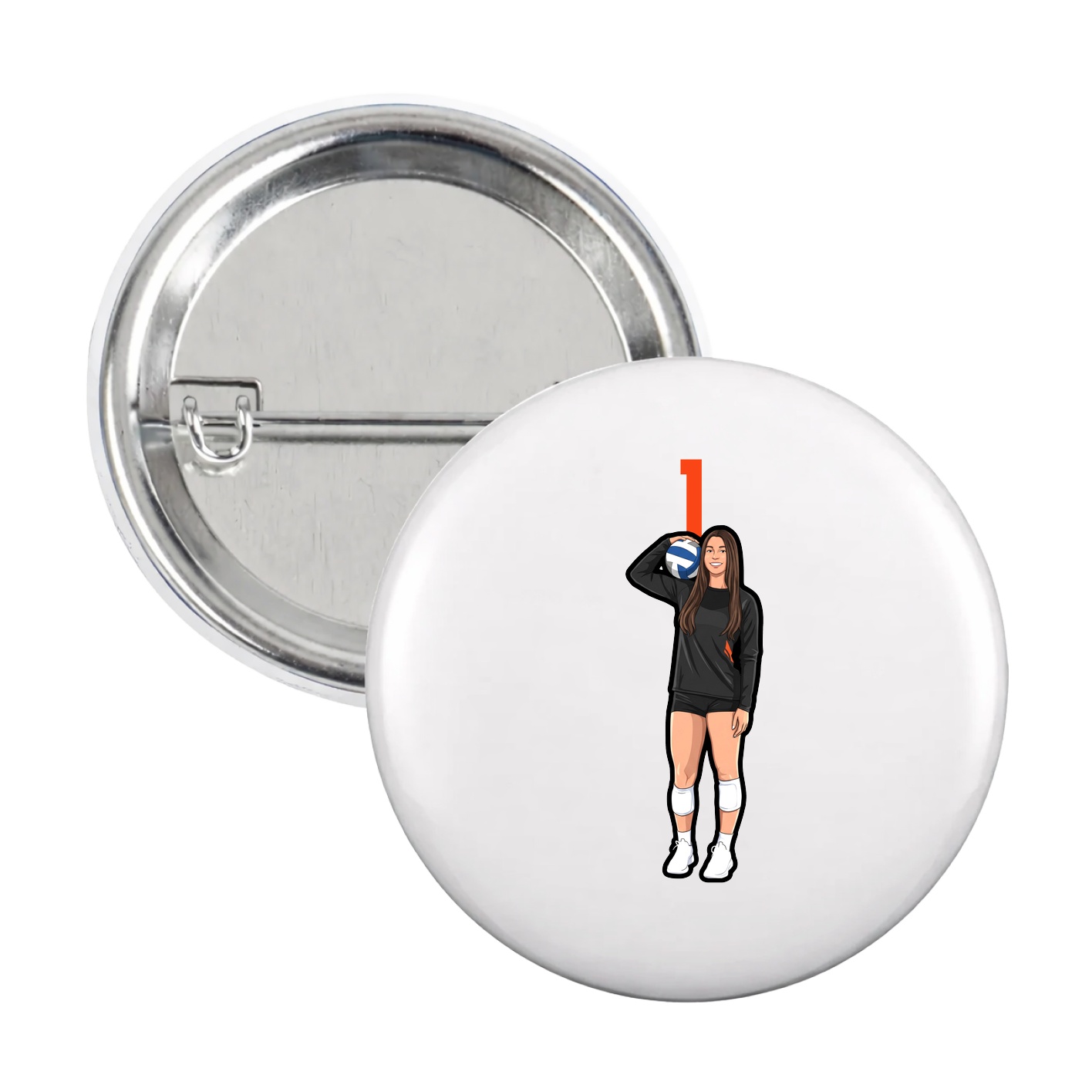 Game Day Button — Number Top in White