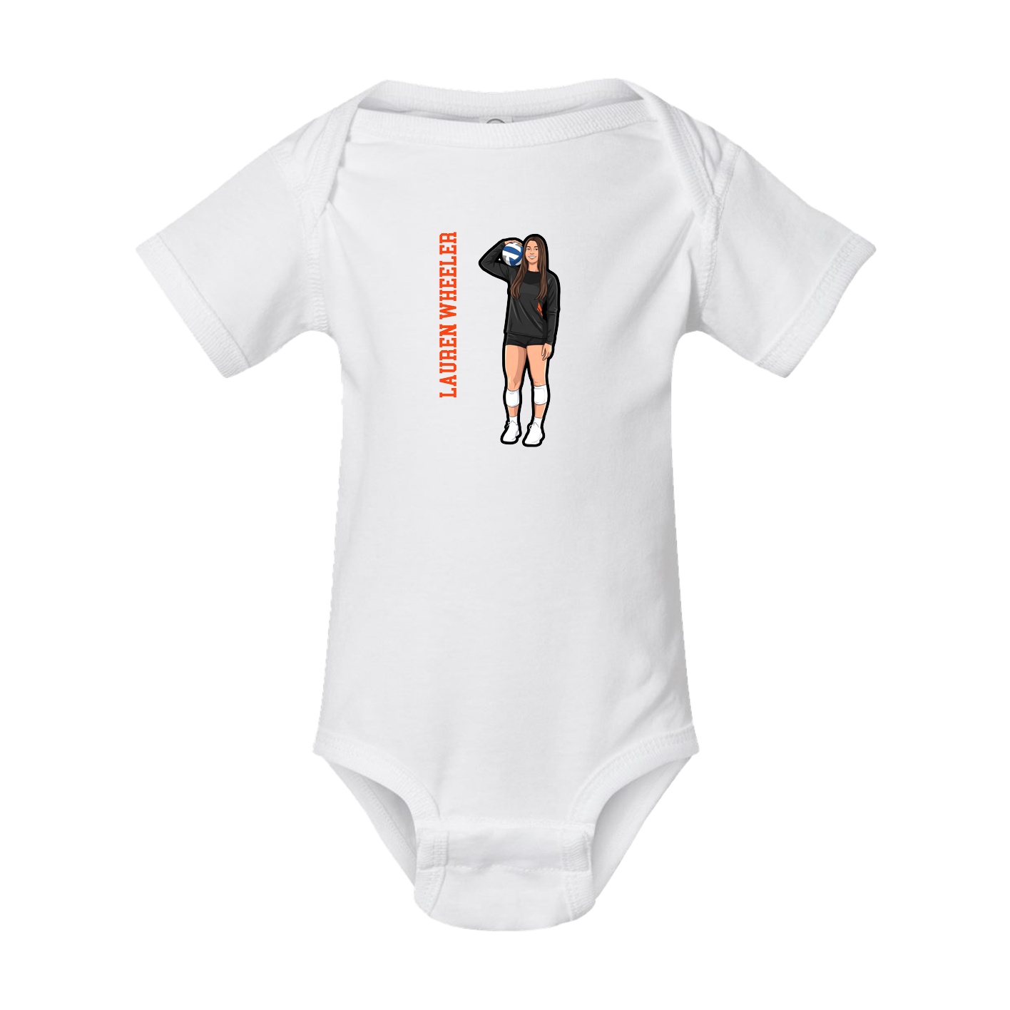 Baby Onesie — Name Vertical in White