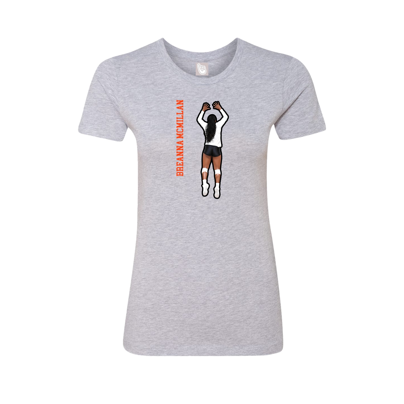 Fitted Women's Tee — Name Vertical in Grey