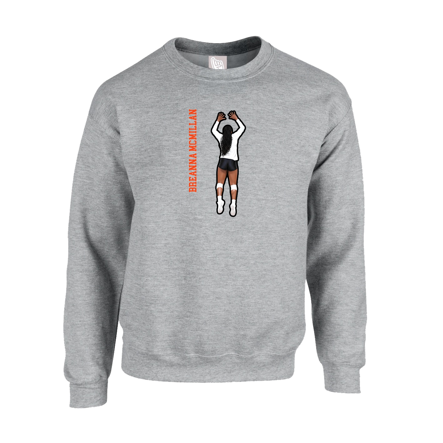 Fleece Crew — Name Vertical in Grey
