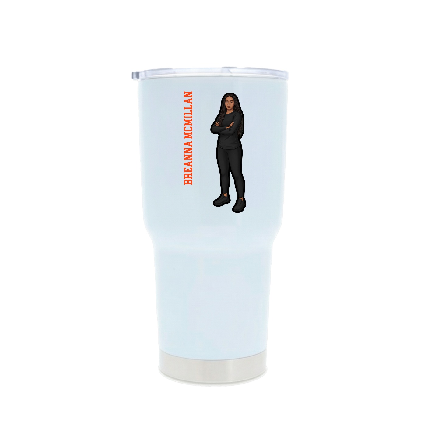 30oz Stainless Steel Tumbler — Name Vertical in White
