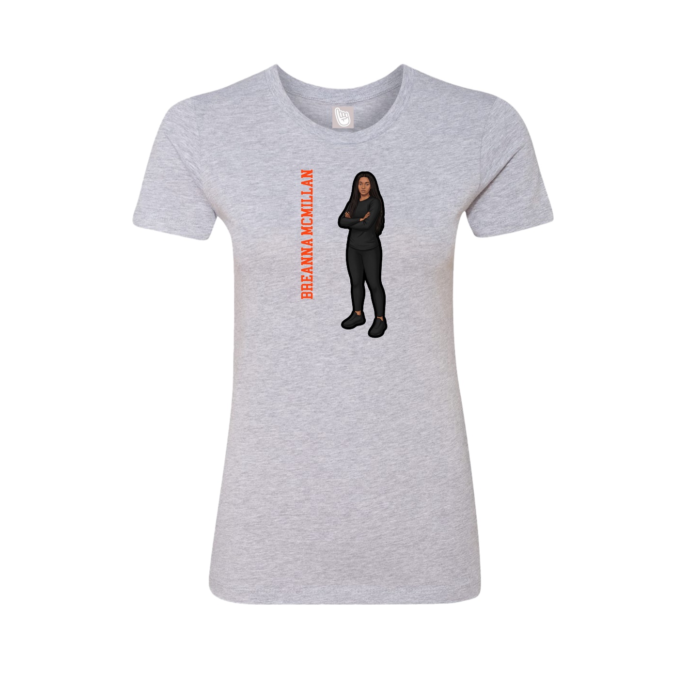 Fitted Women's Tee — Name Vertical in Grey