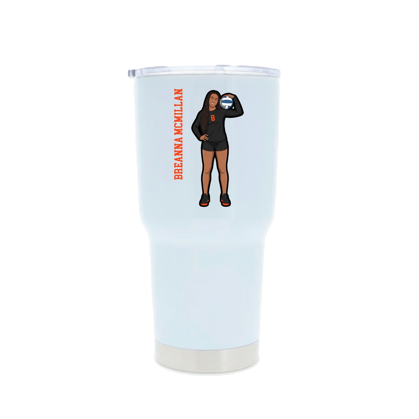 30oz Stainless Steel Tumbler — Name Vertical in White