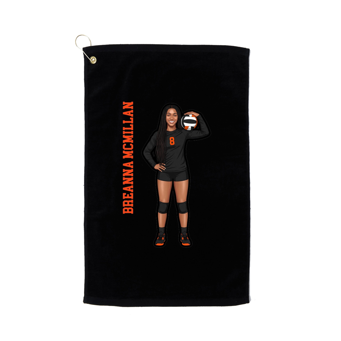 Golf Towel — Name Vertical in Black