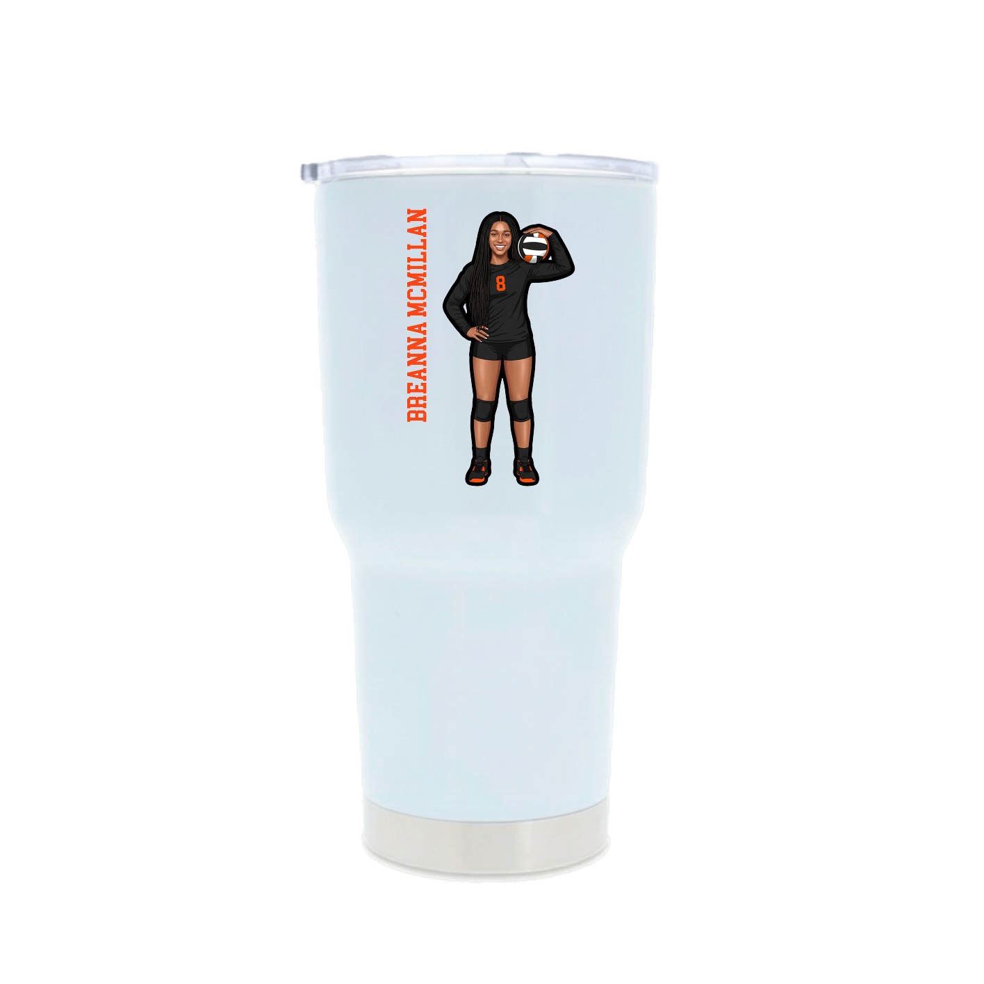 30oz Stainless Steel Tumbler — Name Vertical in White