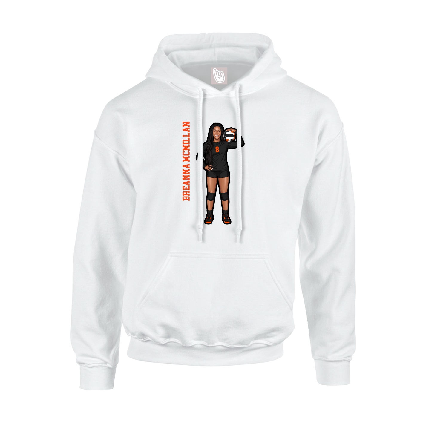 Youth Hoodie — Name Vertical in White