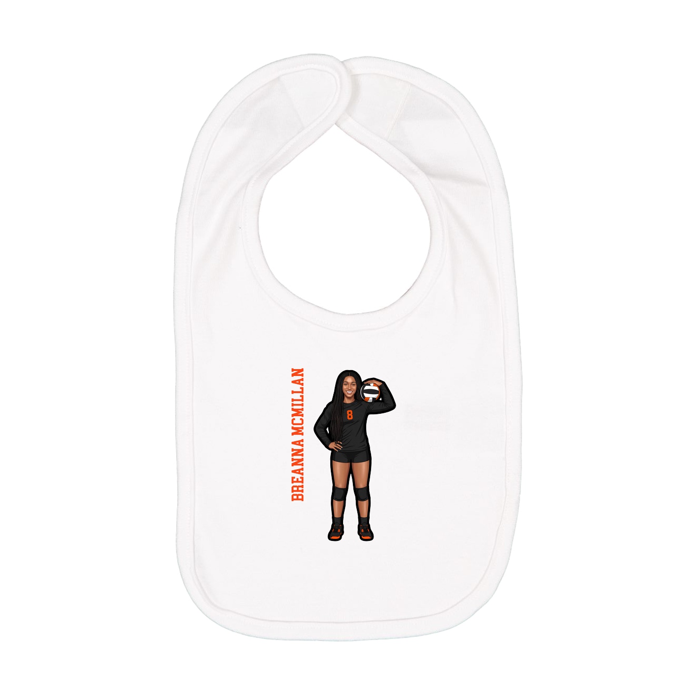 Infant Bib — Name Vertical in White