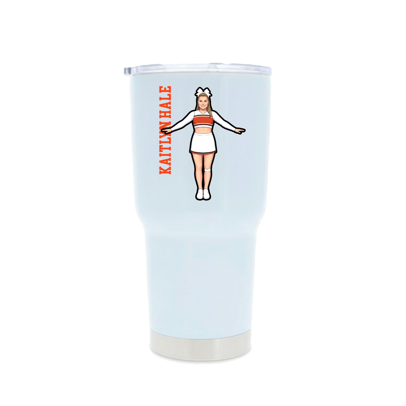 30oz Stainless Steel Tumbler — Name Vertical in White