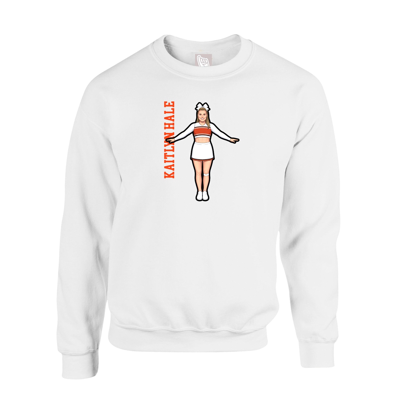Fleece Crew — Name Vertical in White
