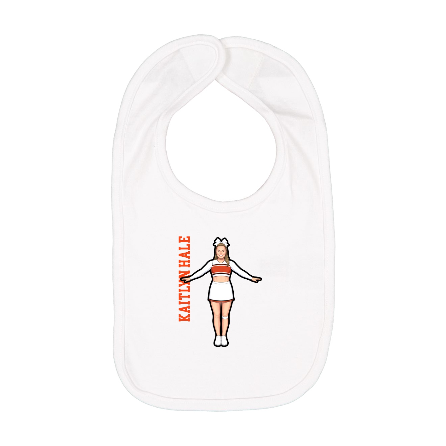 Infant Bib — Name Vertical in White