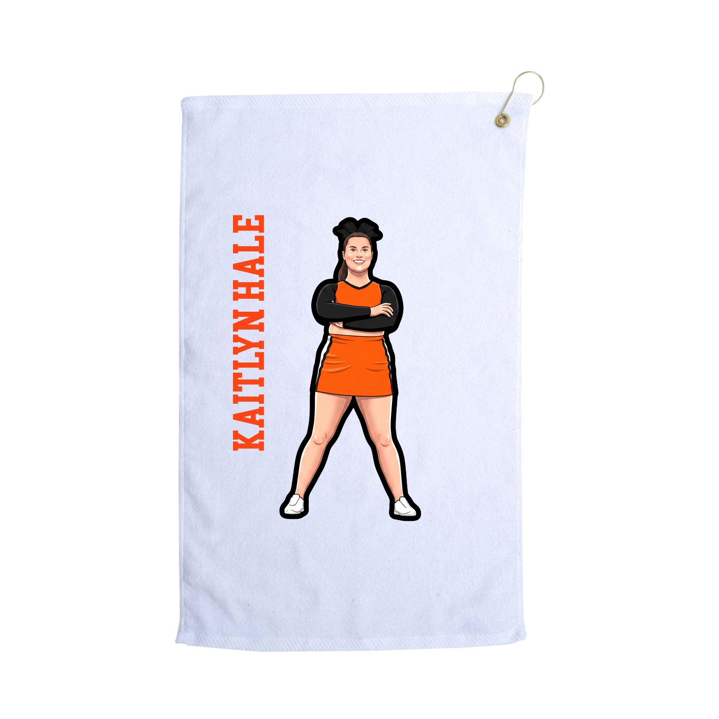 Golf Towel — Name Vertical in White