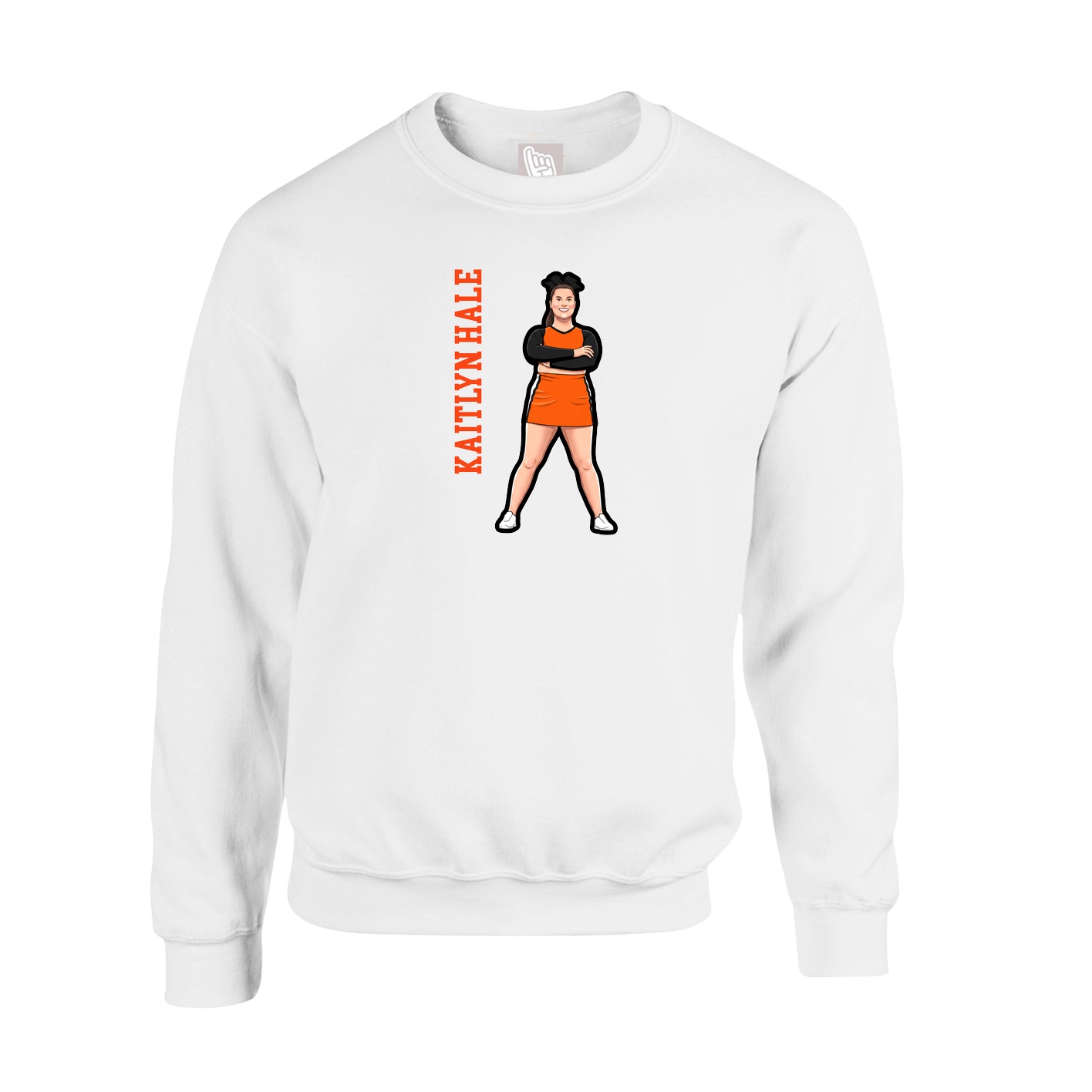 Fleece Crew — Name Vertical in White