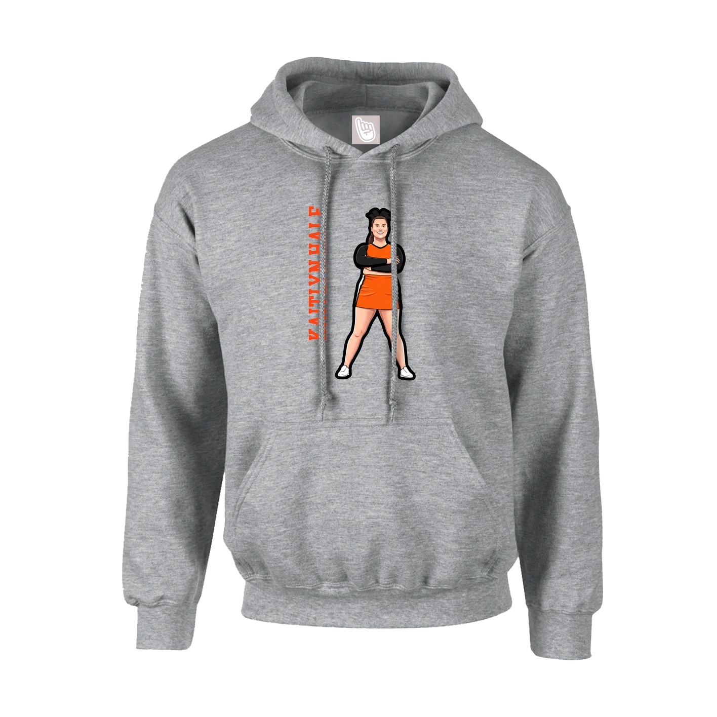 Youth Hoodie — Name Vertical in Grey