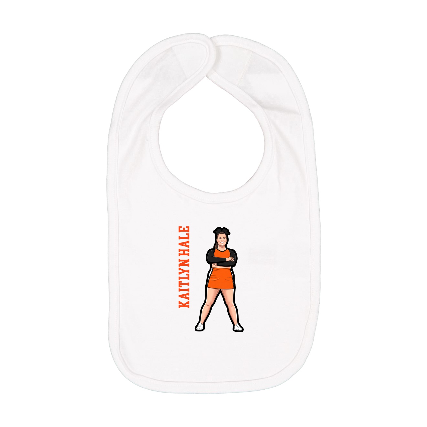 Infant Bib — Name Vertical in White