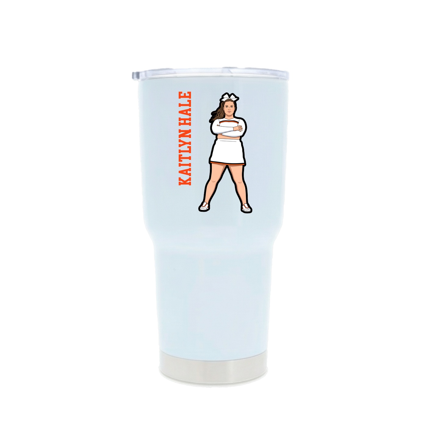 30oz Stainless Steel Tumbler — Name Vertical in White