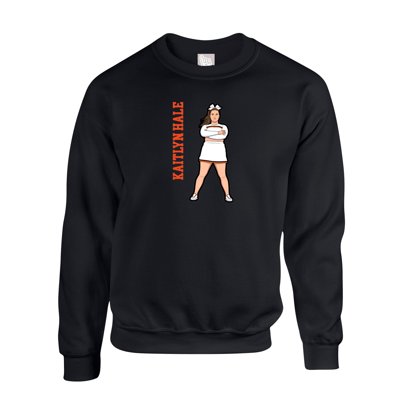 Fleece Crew — Name Vertical in Black