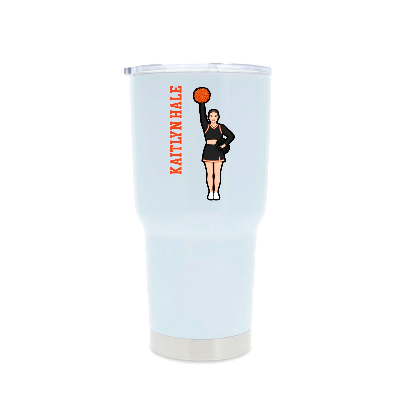 30oz Stainless Steel Tumbler — Name Vertical in White
