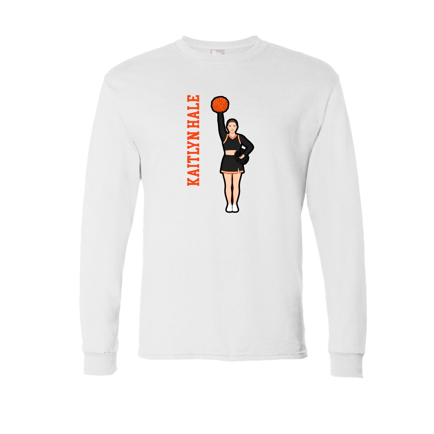 Long Sleeve Tee — Name Vertical in White