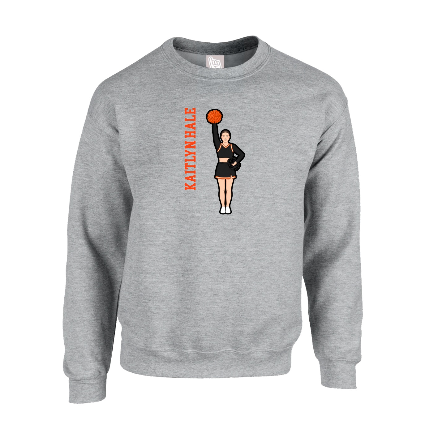 Fleece Crew — Name Vertical in Grey