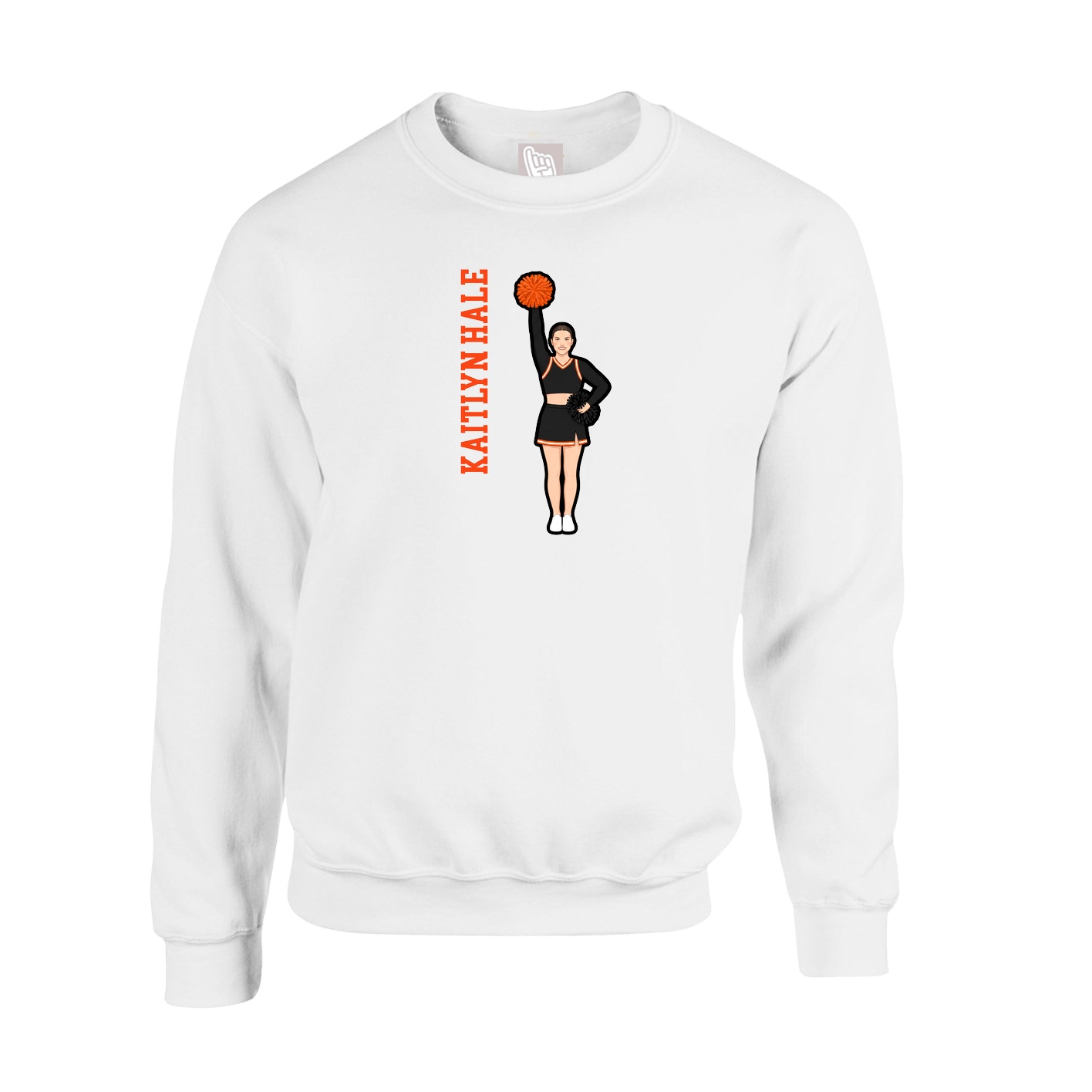 Fleece Crew — Name Vertical in White