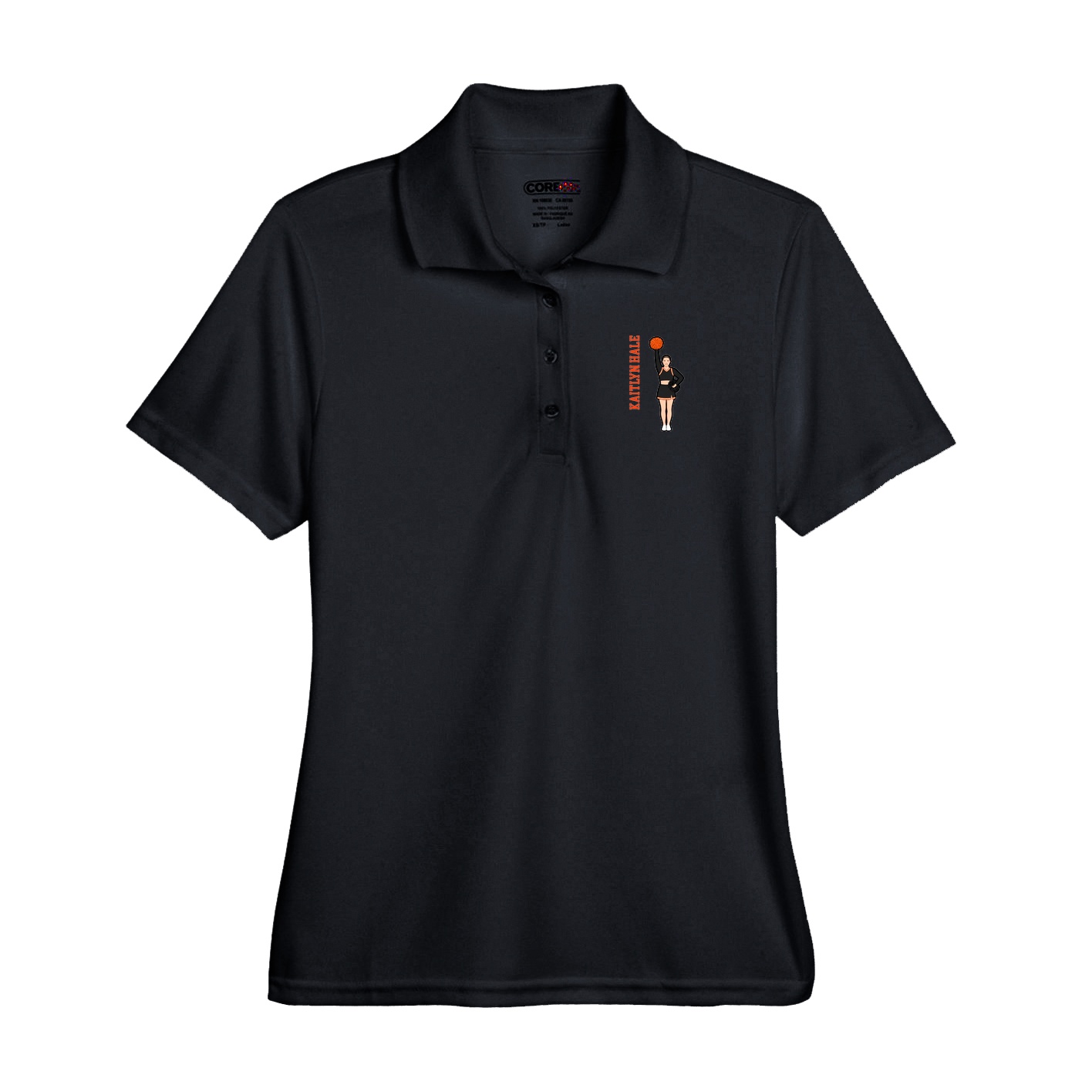 Performance Polo — Name Vertical in Black