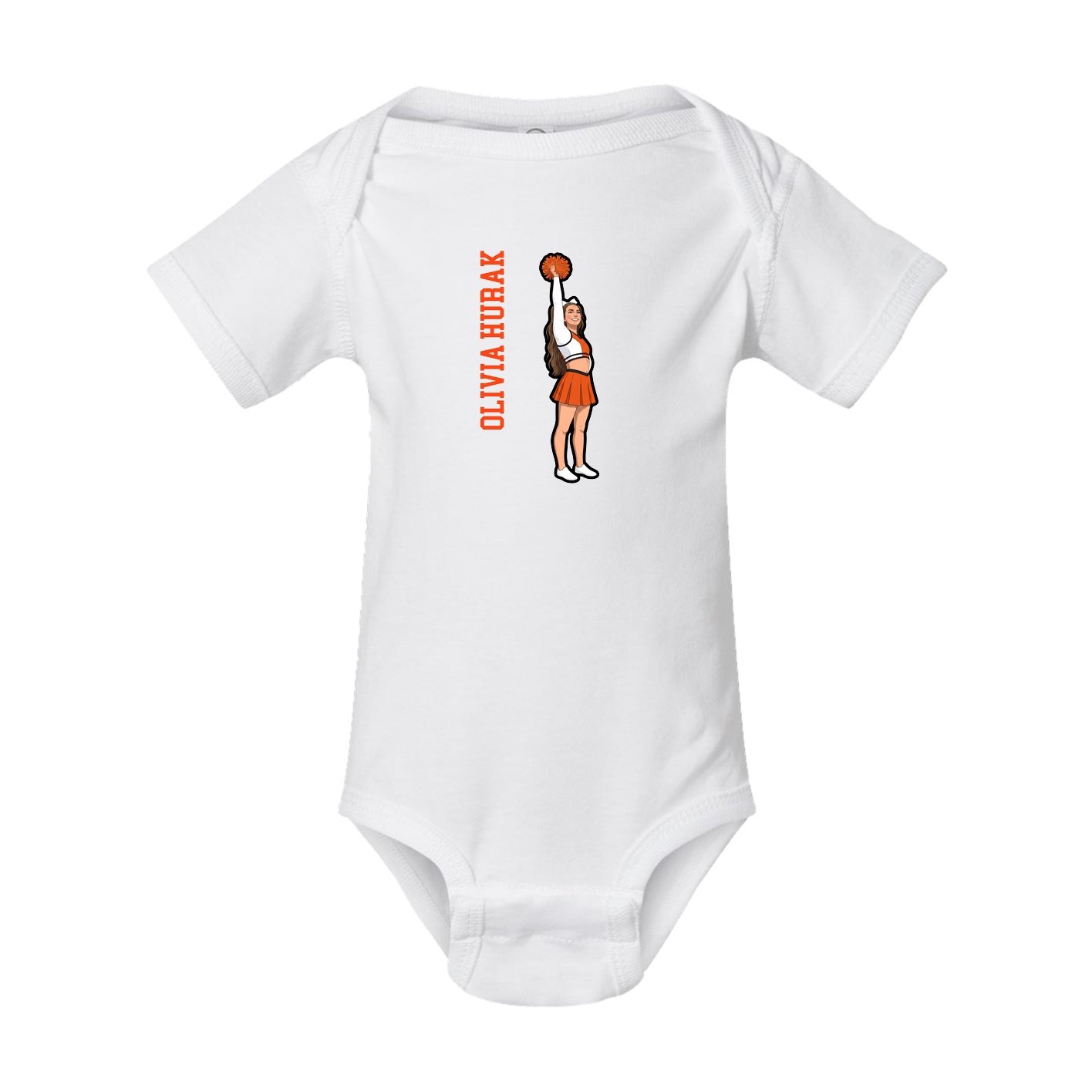 Baby Onesie — Name Vertical in White