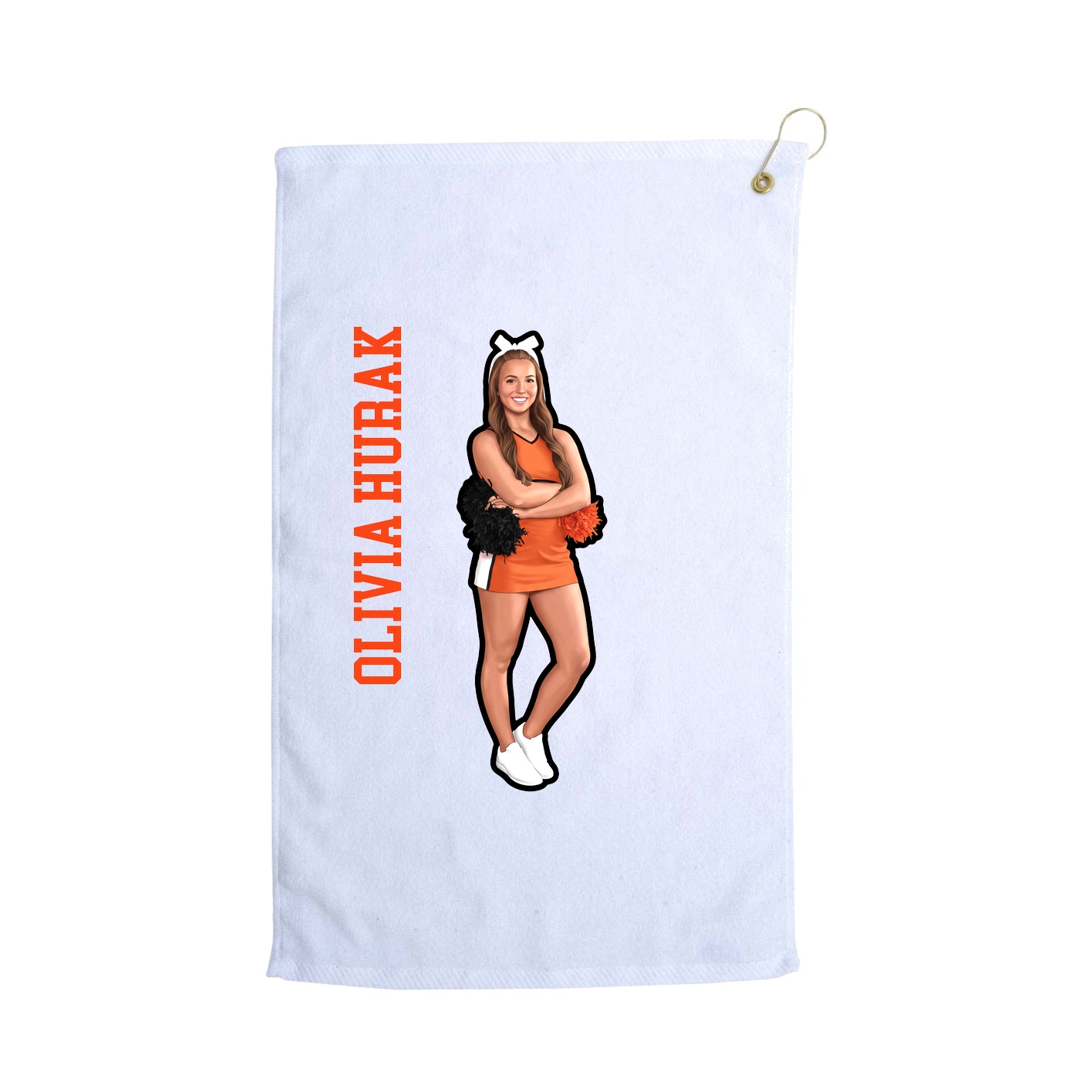 Golf Towel — Name Vertical in White