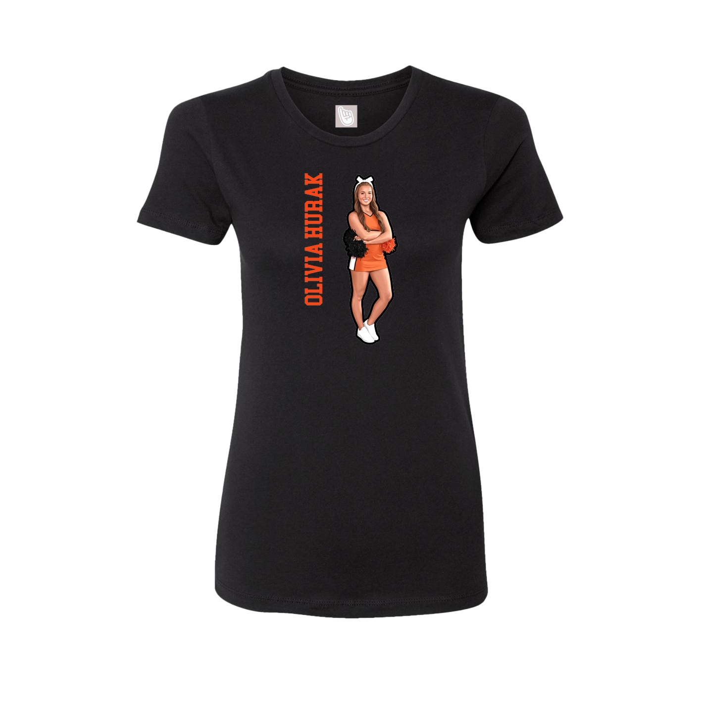 Womens Tee — Name Vertical in Black
