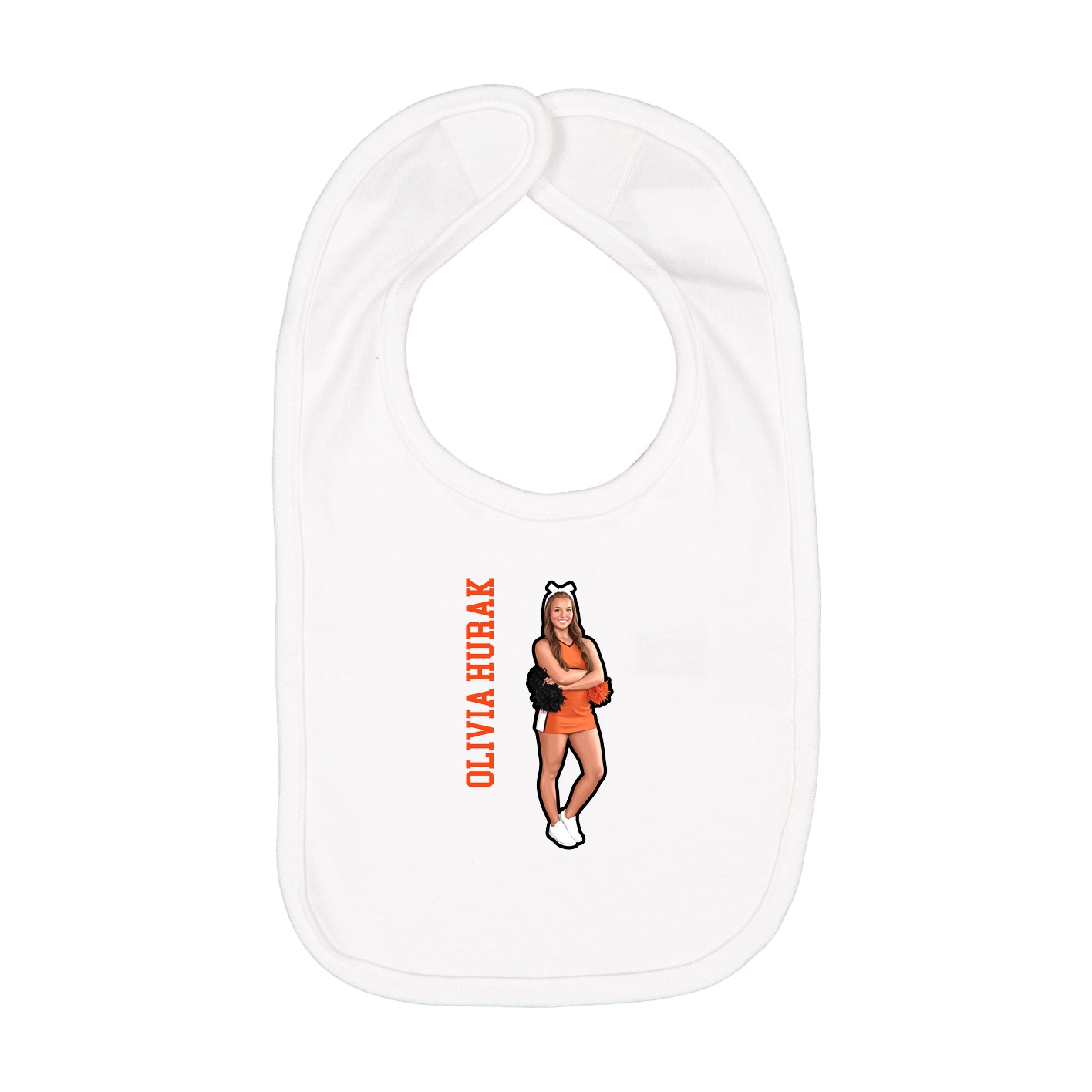 Infant Bib — Name Vertical in White