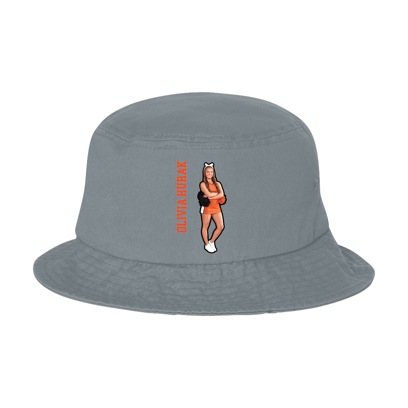 Bucket Cap — Name Vertical in Grey