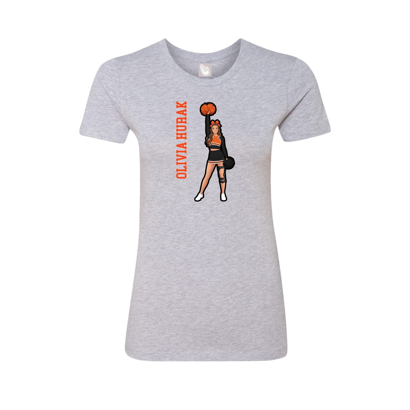 Womens Tee — Name Vertical in Grey